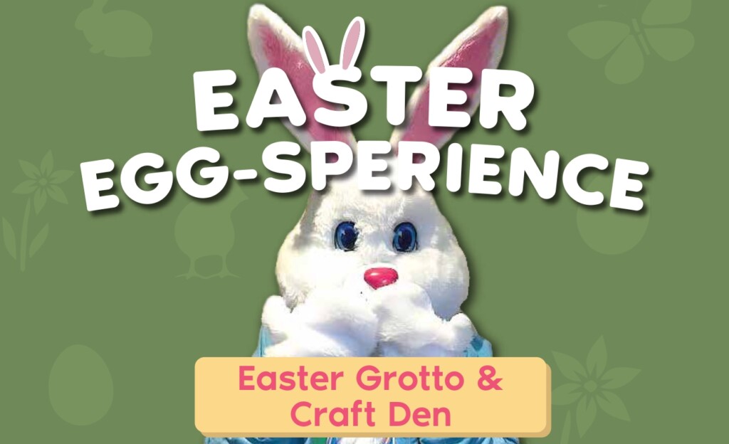 Thumbnail showing The Easter Bunny for The Ice Cream Farm Easter event. A white rabbit with blue eyes and a pink nose.